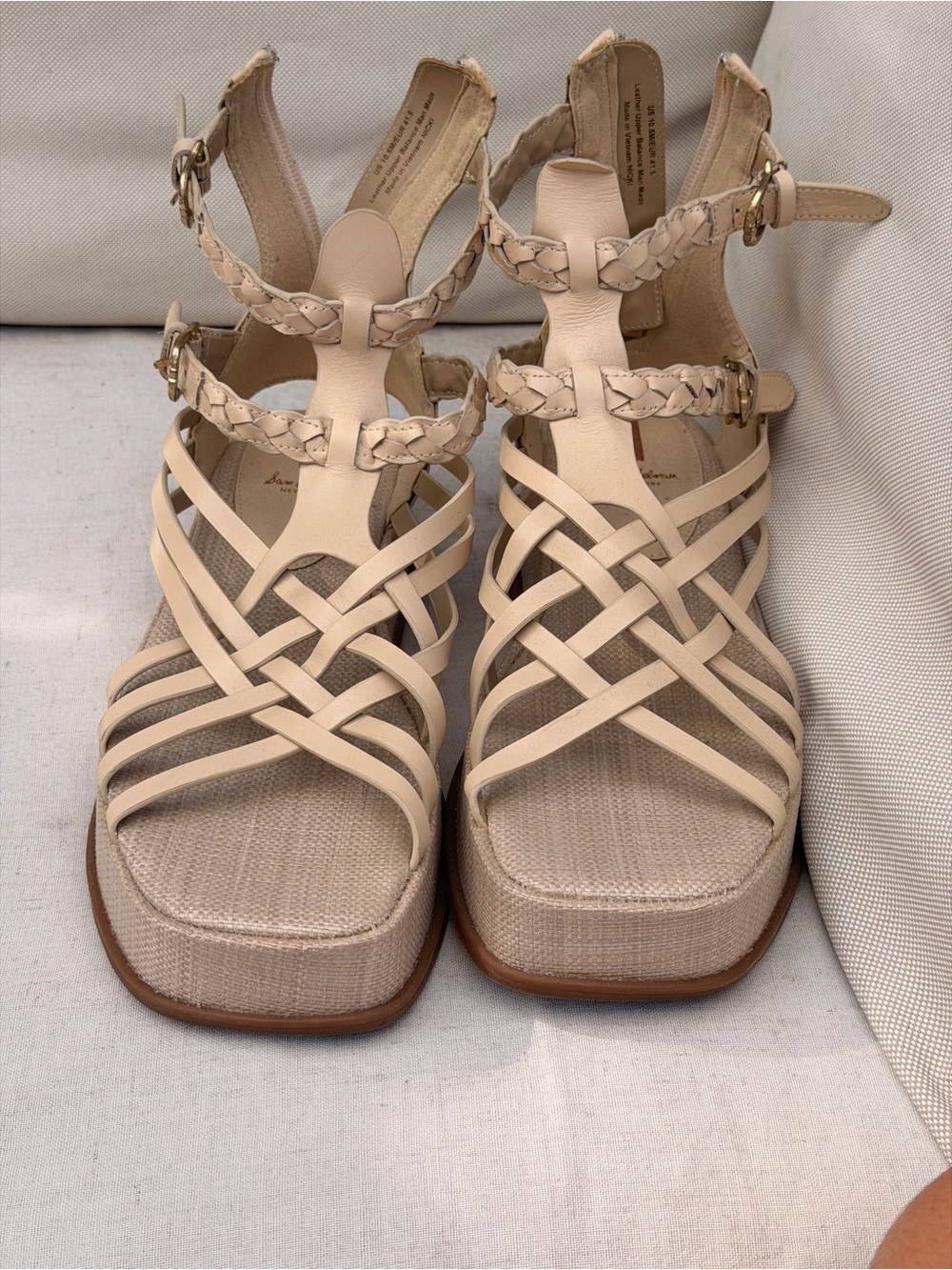 Sam Edelman Women’s Braided Strappy Platform Sandals - Beige